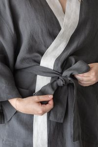chic charcoal linen robe