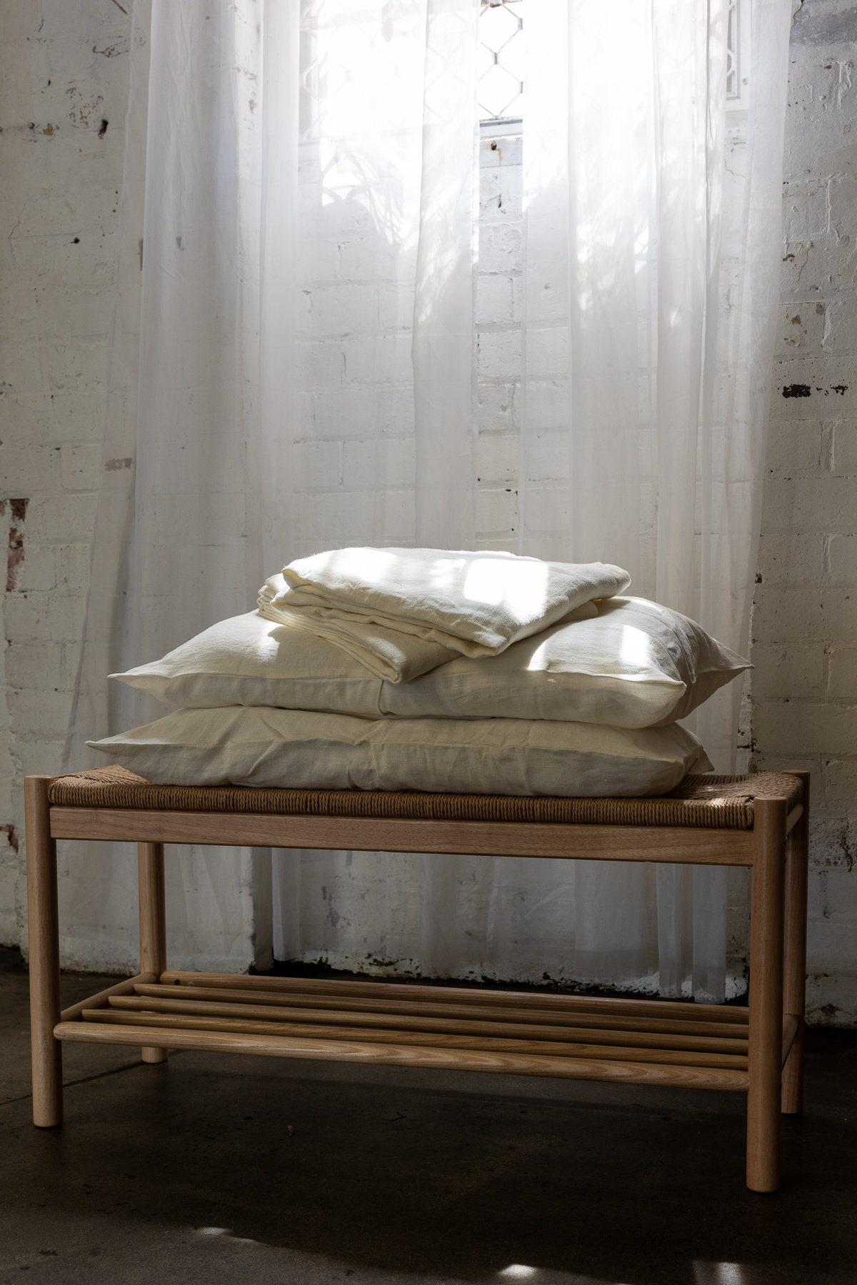 whisper white French flax linen bedding