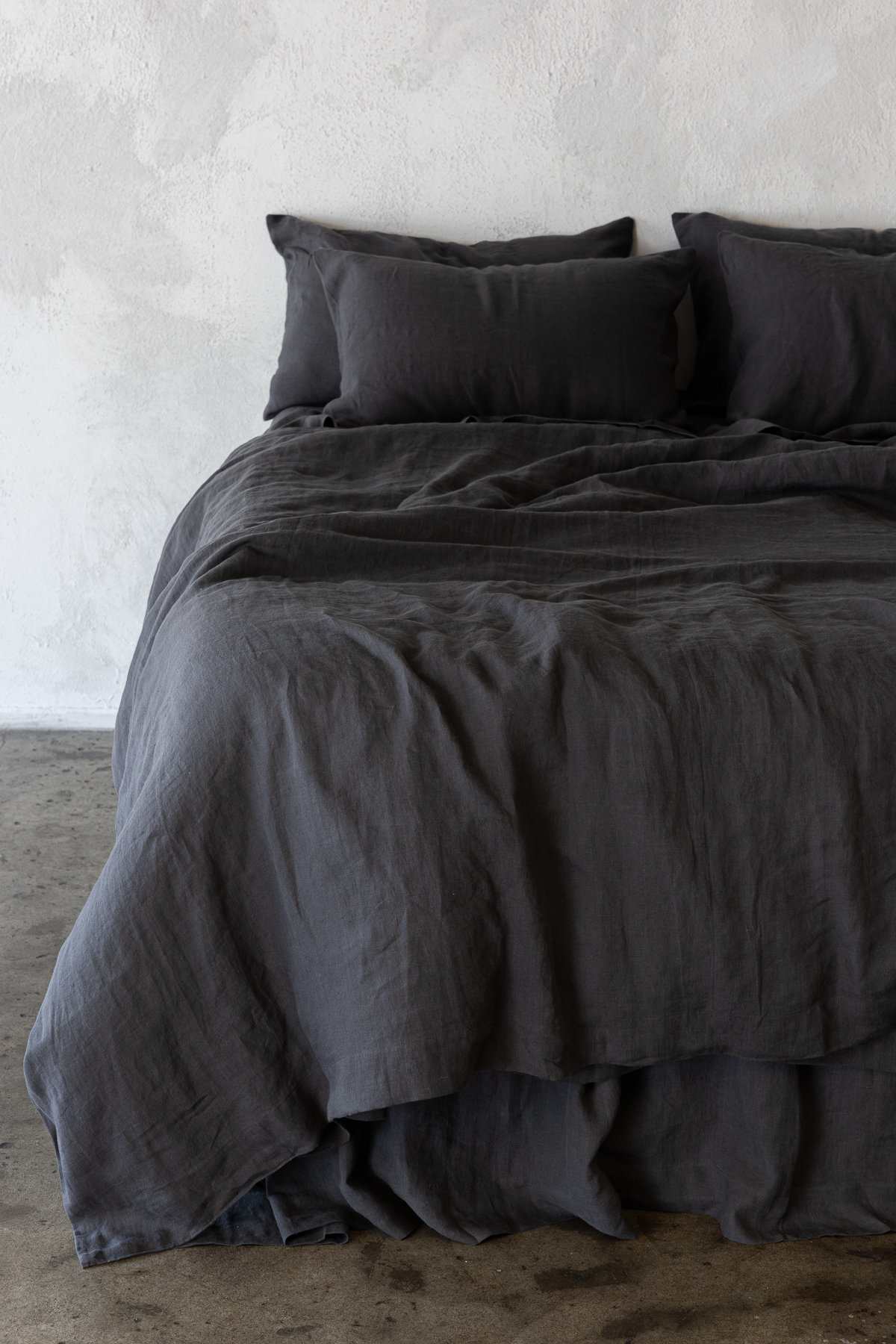 chic charcoal French flax linen bedding