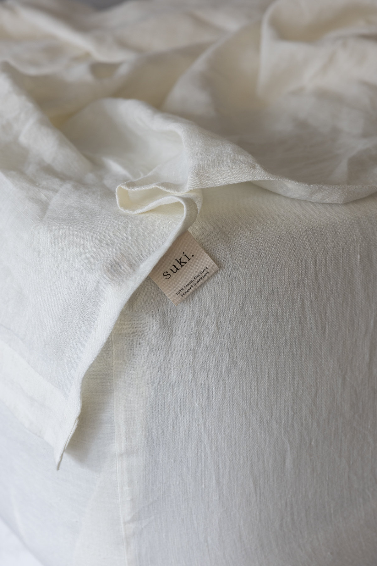 whisper white French flax linen bedding